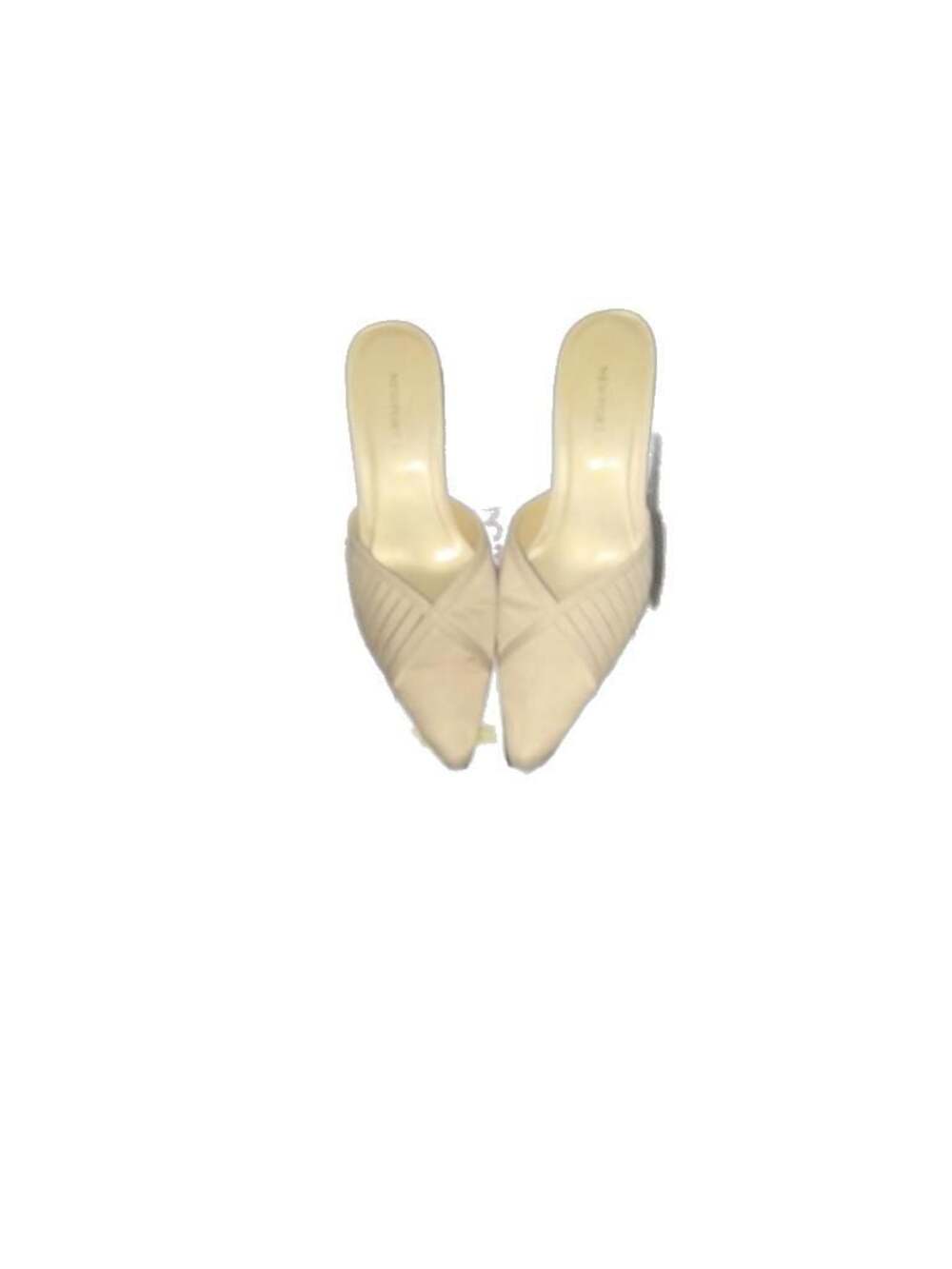 Newport News Women's Beige Pointed-Toe Heeled Mules